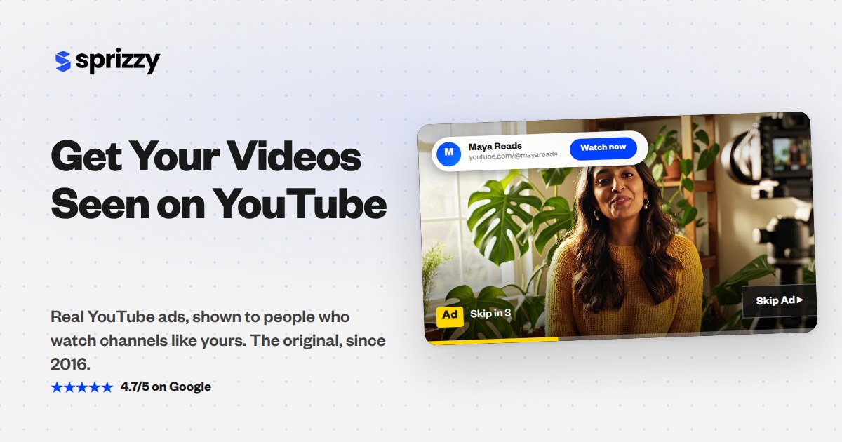 The picture sprizzy.com shows when its homepage is shared