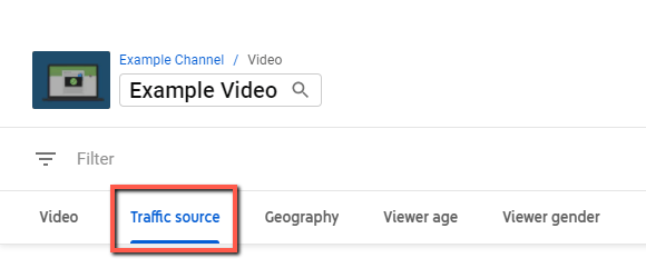 The Traffic source tab selected in the expanded traffic report for a video in YouTube Studio